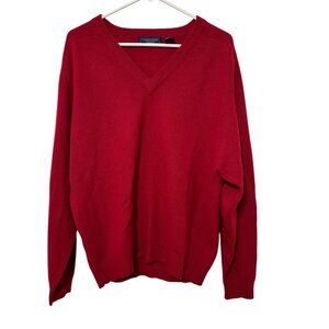 Vintage Men's Medium Wool V Neck Red Sweater Christopher Hayes